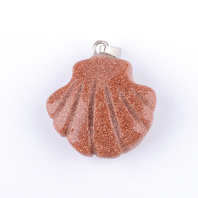 Shell Shape Natural & Synthetic Mixed Stone Pendants G-Q449-25-1