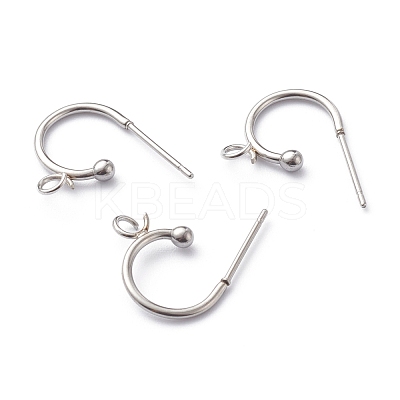 Non-Tarnish 304 Stainless Steel Half Hoop Earrings STAS-Z028-B02-P-1