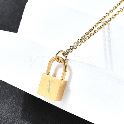 304 Stainless Steel Rolo Chain Pendant Necklaces NJEW-S444-01G-24-1