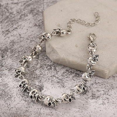 Alloy Skull Link Bracelets WH-WG07BCE-01-1