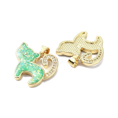 Brass Micro Pave Clear Cubic Zirconia Pendants KK-A221-17G-1