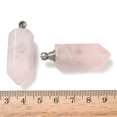 Natural Rose Quartz Perfume Bottle Pendants G-H332-09P-05-1