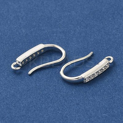 Rack Plating Brass Micro Pave Clear Cubic Zirconia Earring Hooks KK-A231-07S-1