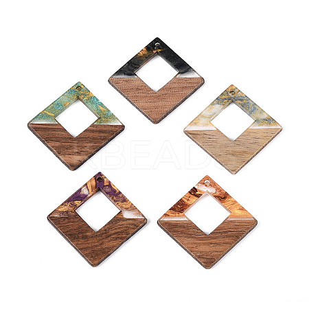 Opaque Resin & Walnut Wood Pendants RESI-T060-52M-1