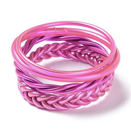 4Pcs 4 Style Plastic Cord Braided Jelly Stretch Bracelets Set BJEW-R313-02D-1