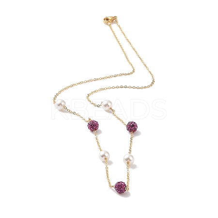 Polymer Clay Rhinestone Beads  Beads Necklace BJEW-B078-03G-1