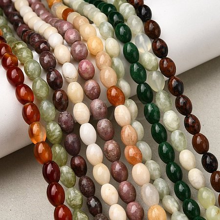 Natural Xiuyan Jade & Carnelian & Jade & Rhodonite & Mahogany Obsidian & Lepidolite & White Jade Beads Strands G-K362-I-02-1
