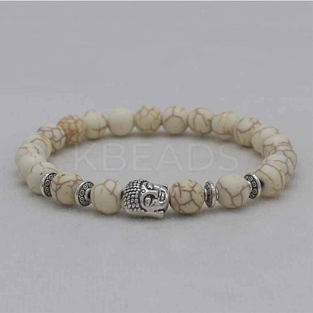 Volcano Stone Buddha Head Elastic Yoga Bracelet DIY Agate Buddha Bead Bracelet NA9896-4-1