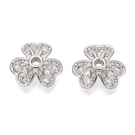 Brass Micro Pave Clear Cubic Zirconia Bead Caps KK-Q071-11P-02-1