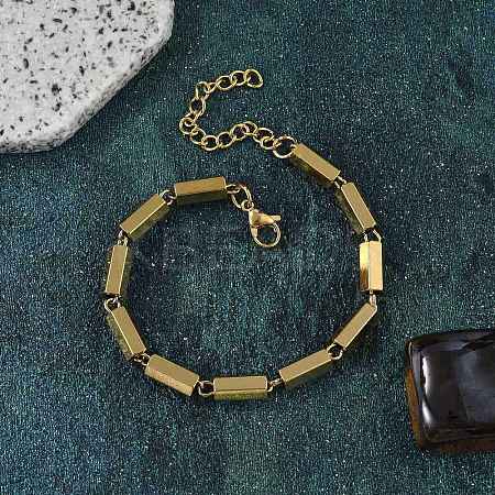 304 Stainless Steel Hexagon Link Chain Bracelets for Women Men BJEW-F488-16G-1