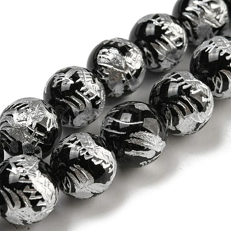 Natural Black Agate Beads Strands G-C077-12mm-3B-1