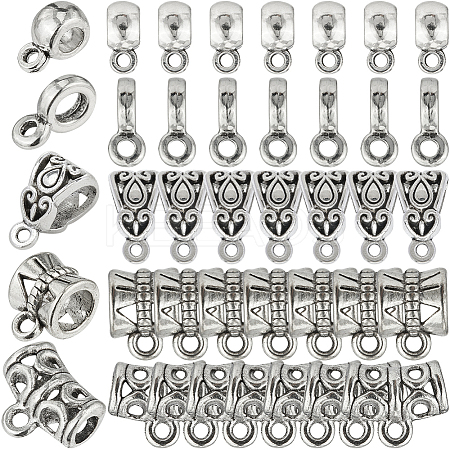 300Pcs 5 Styles Tibetan Style Alloy Tube Bails TIBE-SP0001-03AS-1