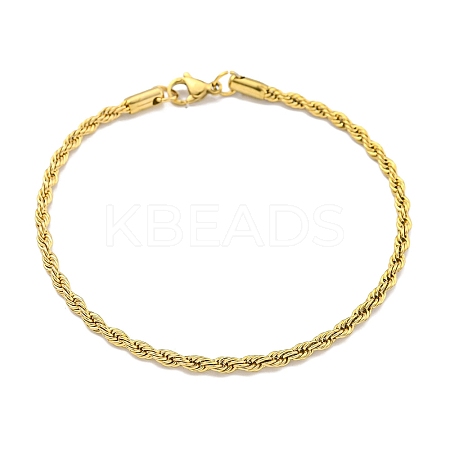 3MM 201 Stainless Steel Rope Chain Bracelets for Women LS-BJEW-R318-01G-1-1