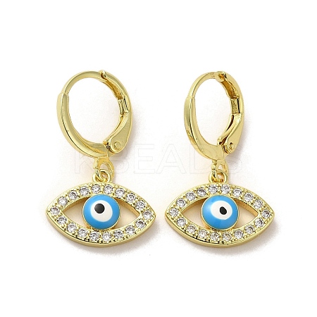 Horse Eye Real 18K Gold Plated Brass Dangle Leverback Earrings EJEW-Q797-23G-04-1