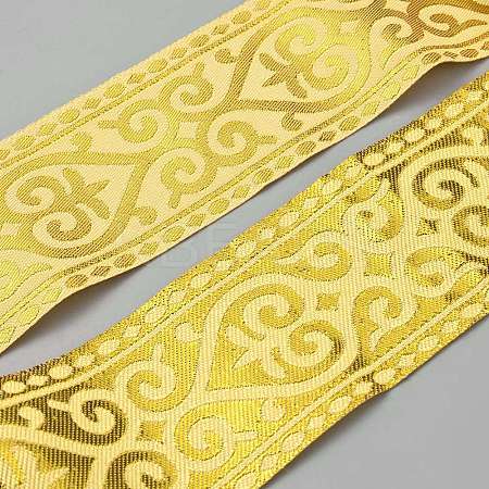 Ethnic Style Polyester Jacquard Flower Ribbon OCOR-WH0070-111A-1