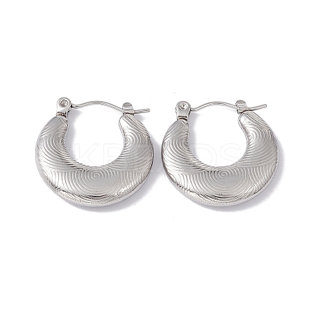 Non-Tarnish 304 Stainless Steel Croissant Hoop Earrings for Women EJEW-G314-06P-1