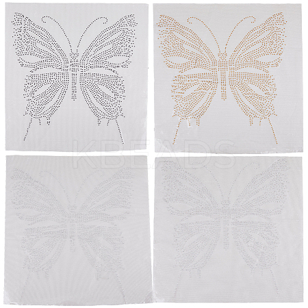 4Pcs 4 Colors Butterfly Glitter Hotfix Rhinestone DIY-FH0007-36-1
