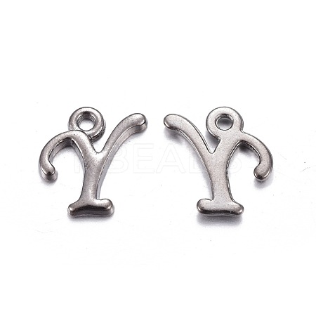 Gunmetal Plated Alloy Letter Pendants PALLOY-J718-01B-Y-1