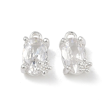 Brass Micro Pave Clear Cubic Zirconia Pendants KK-B172-11S-1