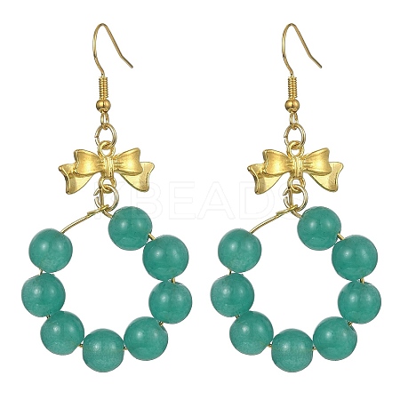 Imitation Jade Glass Beaded Ring Dangle Earrings EJEW-JE05567-03-1