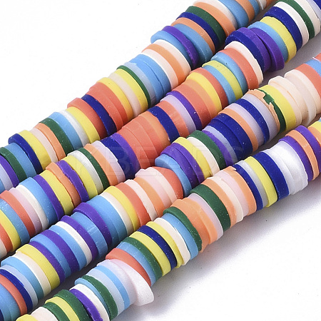 Handmade Polymer Clay Beads Strands CLAY-R089-6mm-084-1