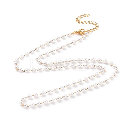 PVD Vacuum Plating 304 Stainless Steel Beaded Necklaces NJEW-E064-07G-1