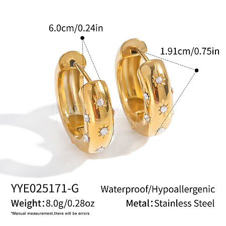 304 Stainless Steel Star Hoop Earrings LS-EZ1230-1-1