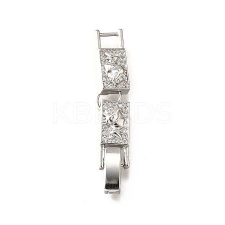 Brass Micro Pave Clear Cubic Zirconia Fold Over Clasps KK-R222-03P-1