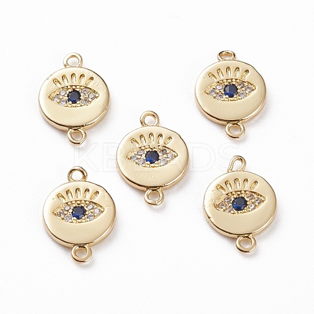 Brass Micro Pave Clear & Royal Blue Cubic Zirconia Links Connectors KK-C100-40G-1