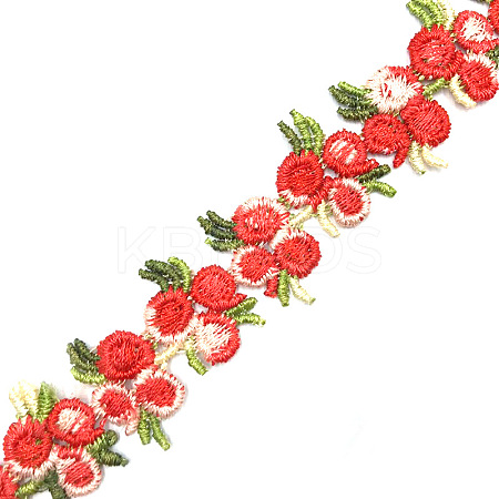 Flower Polyester Jacquard Ribbon X-FABR-PW0001-248B-1