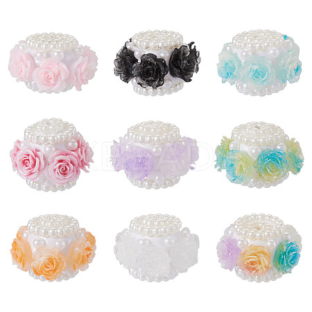7Pcs 7 Colors Polymer Clay with Imitation Pearl Beads CLAY-TA0001-78-1