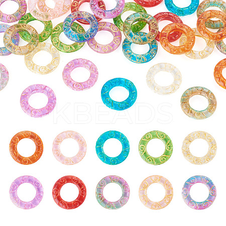 40Pcs 10 Colors Baking Paint and Golden Metal Enlaced Glass Beads DGLA-TA0001-65-1