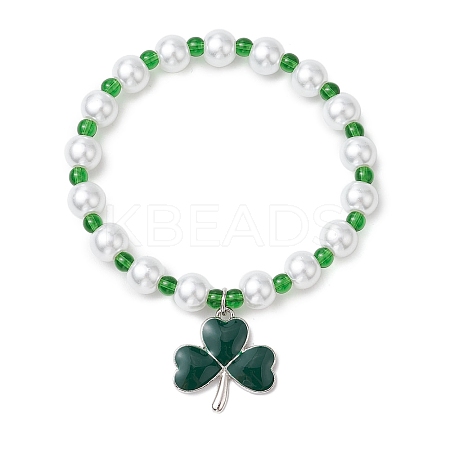 Alloy Enamel Clover Charm Bracelets BJEW-JB11191-1