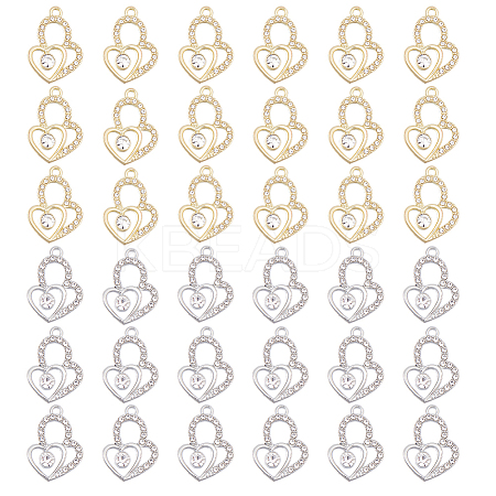40Pcs 2 Colors Zinc Alloy Rhinestone Pendants FIND-FH0010-65-1