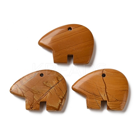 Natural Wood Lace Stone Pendants G-T144-08G-1