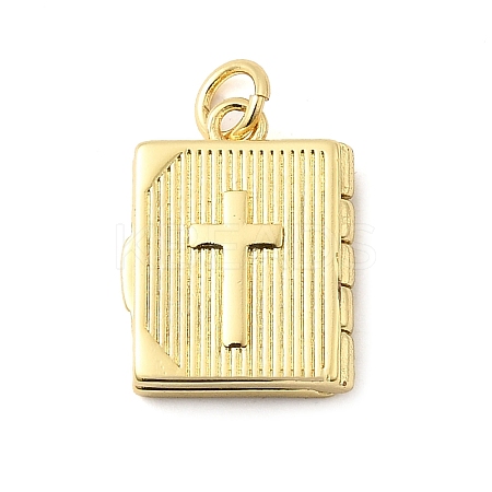 Book with Cross Brass Pendants KK-I364-49G-1