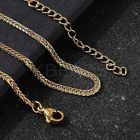 2MM 304 Stainless Steel Wheat Chain Necklaces for Men STAS-V011-03C-G-1