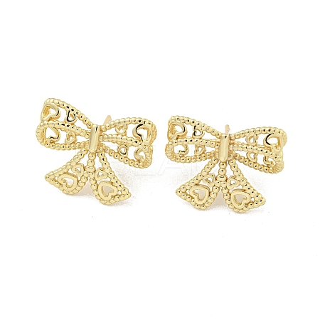 Hollow Bowknot Rack Plated Brass Stud Earrings for Women EJEW-Z051-05G-1