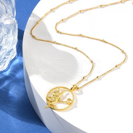 Brass Clear Cubic Zirconia Pendant Necklaces for Women LS-NJEW-B121-01G-01-1