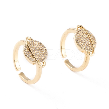 Brass Micro Pave Clear Cubic Zirconia Cuff Rings RJEW-F102-11G-1