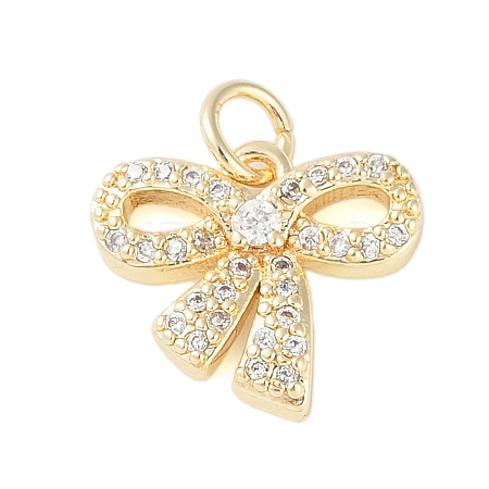 Rack Plating Brass Micro Pave Clear Cubic Zirconia Pendants KK-Z060-06G-01-1