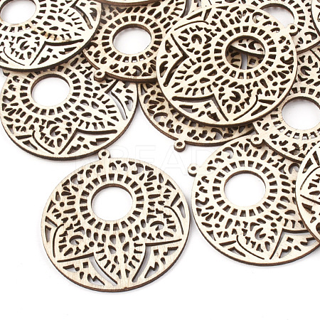 Undyed Wood Big Pendants X-WOOD-T008-42-1