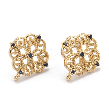 Brass Stud Earring Findings KK-K251-05G-02-1