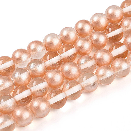 Baking Paint Transparent Glass Beads Strands DGLA-N011-8mm-04-1