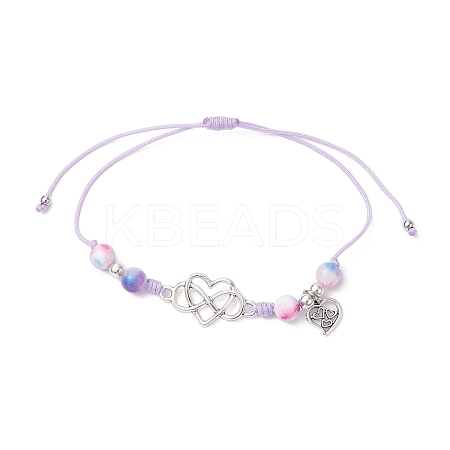 Natural Dyed White Jade Braided Bead Bracelets BJEW-JB09823-03-1
