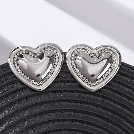 304 Stainless Steel Rhinestone Stud Earrings EJEW-K311-02P-1