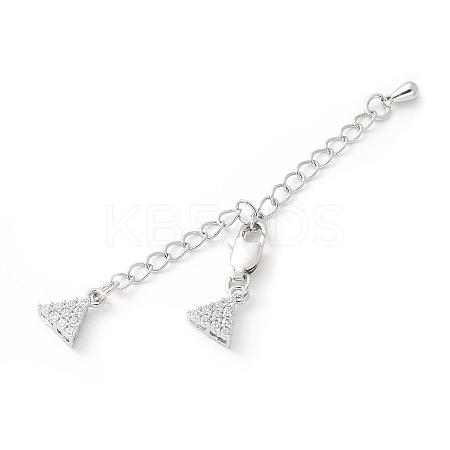Brass Micro Pave Cubic Zirconia Chain Extender with Glass KK-U052-05P-1