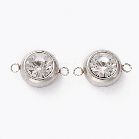 Stainless Steel Color Plated 304 Stainless Steel Pave Cubic Zirconia Links Connectors STAS-I169-02P-01-1