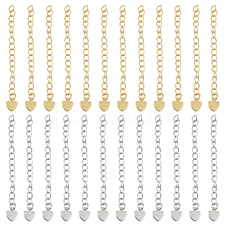 40Pcs 2 Colors Rack Plating Brass Curb Chain Extender KK-DC0004-27-1