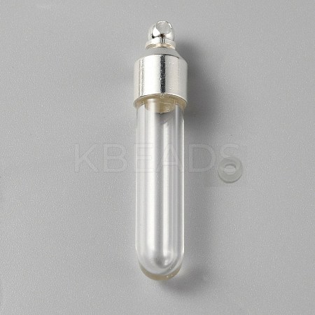 Clear Glass Tube Wish Bottle Pendants FIND-WH0002-46A-1